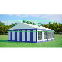 Ambitent Ersatzdach für Partyzelt 6x8 m – PVC 500 g/m², Seitenhöhe 2 m, ohne Gestell - Blau-Weiß