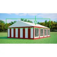 Ambitent Ersatzdach für Partyzelt 6x8 m – PVC 500 g/m², Seitenhöhe 2 m, ohne Gestell - Rot-Weiß