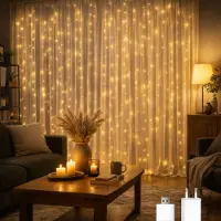 Dripio LED-Lichtvorhang außen, 3 x 2 m, warmweiß, 2700 K, IP65, USB