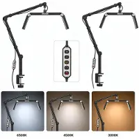 Calissimo Moon Kosmetiklampe LED schattenlos für Wimpernverlängerung Tischlampe mit Schraubhalterung Schwarz