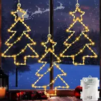 Dripio 3er-Pack Weihnachtsstern-Lichter mit Timer, 60 LEDs, warmweiß