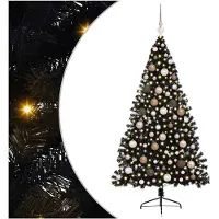 vidaXL Künstlicher vorbeleuchteter Weihnachtsbaum Schwarz 180 cm PVC