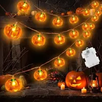 Dripio Pompoen-Lichterkette, 2 m, 20 LEDs, warmweiß, Halloween