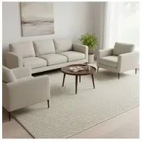 Merkloos Runder Teppich, Creme-Farbe, 160 cm Durchmesser, mit modernem Design