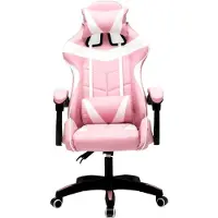 Merkloos Ergonomischer Gaming-Stuhl mit rosa/weißen Akzenten