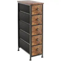 OEM Kommode mit 5 Schubladen, schmal, Vintage Braun, 24x18x88,5 cm