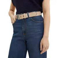 Tom Tailor Ledergürtel "TTLUCY", Damen, Gr. 80, grau (taupe), Materialmix, Gürtel Ledergürtel, 4 cm breiter Damengürtel, Casual und Jeans Look