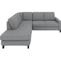 Set One By Musterring Ecksofa "MR365", grau, B:233cm H:84cm T:219cm, 100% Polyester, Sofas, Ecksofa, Mit flacher 15 cm Armlehne, wahlweise in 3 Materialien, 233 x 219 cm