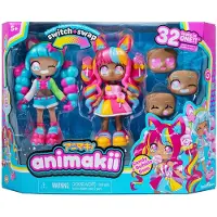 Bandai - Animakii Lollipop und Bubblegum - Set Personalisierbare Puppen - 1 Puppe, 4 Gesichter, 2 Frisuren, 2 Outfits, 2 Paar Schuhe - Kreatives Spiel