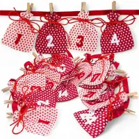 Merkloos Adventskalender zum Befüllen – 24 Baumwollbeutel – Juteband – 9 x 11 cm – Selbstgemacht – Weihnachtskalender