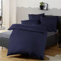 Trankielo – Bettwäsche-Set, 155 x 220 cm – dunkelblau – Mikrofaser – bügelfrei und knitterarm – 1 Bettbezug + 1 Kopfkissenbezug