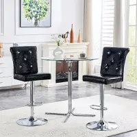 Ninkear Vintage-Lift-Barstühle 2er-Set, Krokodil-Leder, Kristallverschluss (Black)
