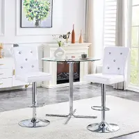 Ninkear Vintage-Liftstühle 2er-Set, Krokodil-Leder, Kristallverschluss, Essbereich (White)