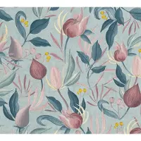 A.S. Création Vliestapete "Still Bloom – Florale Vliestapete", bunt (blau 1), B:0,53m H:0,02m L:10,05m, Vlies, COSMOLIVING BY COSMOPOLITAN, Tapeten, Vliestapete, Moderner Blütentraum mit sanfter Eleganz