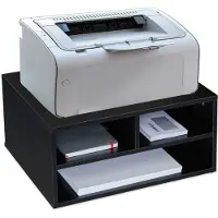 Relaxdays Druckerständer Schreibtisch, 3 Fächer, Regal für Drucker, Druckerhalter, H x B x T: 22,5 x 47 x 40 cm, schwarz