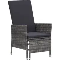 vidaXL Garten-Liegestuhl mit Auflagen Poly Rattan Grau