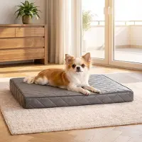Belviona Hundematratze orthopädisch, Memory-Foam Hundematte mit abnehmbarem Bezug, pflegeleicht & rutschfest, 60x40 cm, grau