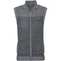 Sieh an! Strickweste SIEH AN "Strickweste Strickweste", Herren, Gr. 54, grau (grau, meliert), Basic, gerade, Westen Strickweste