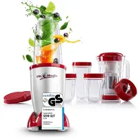 Gourmet Maxx GOURMETmaxx Smoothie Maker 18tlg. Set Stand-Mixer mit 4 To-Go Becher Deckel 2 Klingenaufsätzen Entsaftersieb Zubehör spülmaschinenfest Blender - Mixen
