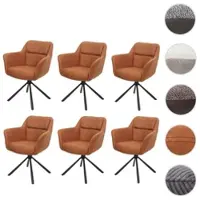 Mendler 6er-Set Esszimmerstuhl HWC-K33, Küchenstuhl Stuhl, drehbar Auto-Position, Stoff MVG Wildleder-Optik braun