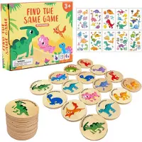 Merkloos Memory Dinosaurier Paarspiel - 24 Teile - Holz - Ab 3 Jahren - mit Aufbewahrungstasche