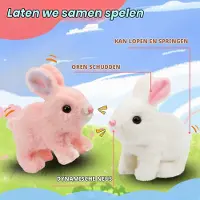 Merkloos Interaktives Kaninchen Plüschtier Hüpfendes Kuscheltier - Mit Geräuschen - Rosa - 18 cm