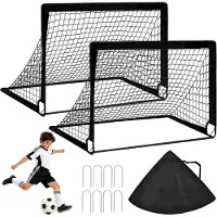 Merkloos Fußballtor Kinder - Set mit 2 Stück - 90 x 120 x 90 cm - Klappbar - Garten und Outdoor