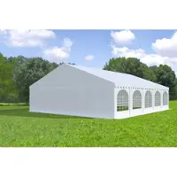 Ambitent Partyzelt 8x10 m MAX – PVC-Plane 550 g/m², flammhemmend, Stahlrohre Ø50 mm, Bodenrahmen + Verstrebungen, bis 160 Personen - Weiß