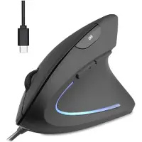 Perixx PERIMICE-513 C Vertikale Ergonomie-Maus USB-C schwarz Rechtshänder