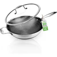 Nutrichef 30cm Induktions-Wokpfanne Antihaft Glasdeckel Ofen Spülmaschinenfest