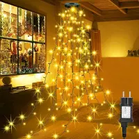 SURIGHT Lichterkette für Weihnachtsbaum mit Ring - 2 Meter - 280 LEDs - Weihnachtsbaumbeleuchtung - 8 Lichterketten - 8 Lichtmodi - Timerfunktion - Wasserdicht