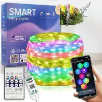 SURIGHT 15 Meter / 4,9 Meter, LED-Lichterkette mit RGB-IC, 150 LEDs – Timerfunktion, Musiksynchronisation, DIY-Dekoration, ideal für Halloween, stimmungsvolle Beleuchtung