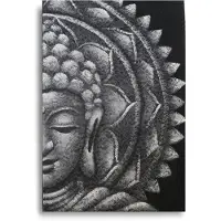 Ancient Wisdom Mandala, Mittelbild, grauer Buddha, 60x80 cm