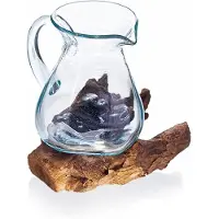 Ancient Wisdom Geschmolzenes Glas auf Holz – Wasserkaraffe