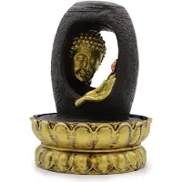 Ancient Wisdom Tischbrunnen – 30 cm – Goldener Buddha und Vitarka Mudra