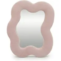 Ancient Wisdom Spiegel mit sanfter, gewellter Oberfläche – Quadratische Kieselsteine – Zarte Rosa (22,5 x 27 x 2,3 cm)
