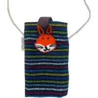 Ancient Wisdom Handytasche in Schwarz und Mehrfarbig – mit Fuchs-Motiv