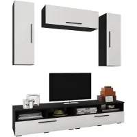 Haaus Kos V18 Wohnwand, 5-teilig, Schwarz/Weiß Hochglanz, MDF, 190 cm