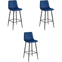 Leobert POZZA Hocker – Marineblaues Samt / Schwarze Beine, 3 Stück