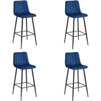 Leobert POZZA Hocker – Marineblaues Samt / Schwarze Beine, 4 Stück