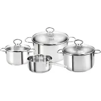 KOPF Topfset Merkur (Edelstahl, Induktion, 4-teilig, mit Schüttrand, Literskala und Glasdeckel)