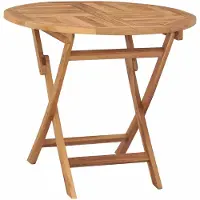 Syfax Klappbarer Gartentisch Natur Ø 90 x 75 cm Massives Teakholz