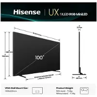 Hisense 100 '' UXQ | RGB MiniLED Smart TV 4K 165 Hz, 2,54 m (100"), 3840 x 2160 Pixel, RGB-Mini LED, Smart-TV, WLAN, Schwarz, Grau