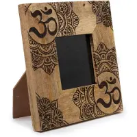 Ancient Wisdom Kleiner Holzrahmen aus Mangoholz (für 10x15 cm) – 20x20x2 cm – Mandala, schwarz
