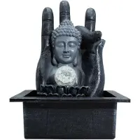 Ancient Wisdom Tischbrunnen mit Buddha-Motiv (Hand und Kopf), 20x25x35 cm