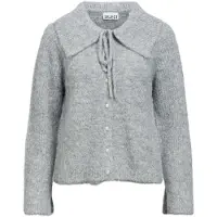 Object Flauschige Bindeverschluss-kragen Strickjacke