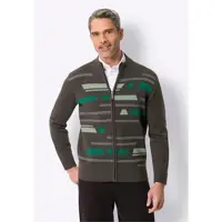 Sieh an! Strickjacke SIEH AN "Strickjacke Strickjacke mit grafischem Muster", Herren, Gr. 60, graphit, gemustert, Basic, Strickjacken Strickjacke