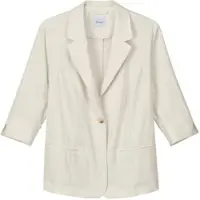 Sheego Blusenblazer "Leinen-Blazer Leinenblazer mit 3/4-Arm", Damen, Gr. 58, ecru, Modisch, Blazer Blusenblazer