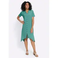 Sieh an! Sommerkleid SIEH AN "Kleid A-Linien-Kleid", Damen, Gr. 50, N-Gr, salbei, Basic, V-Ausschnitt, Kleider Sommerkleid