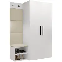 Mirjan 24 Garderoben-Set Medi IV, Schuhschrank, Kleiderhakenbrett, 4x Paneel 42x42, 2 Kleiderhaken (Farbe: Weiß, Polo 872)